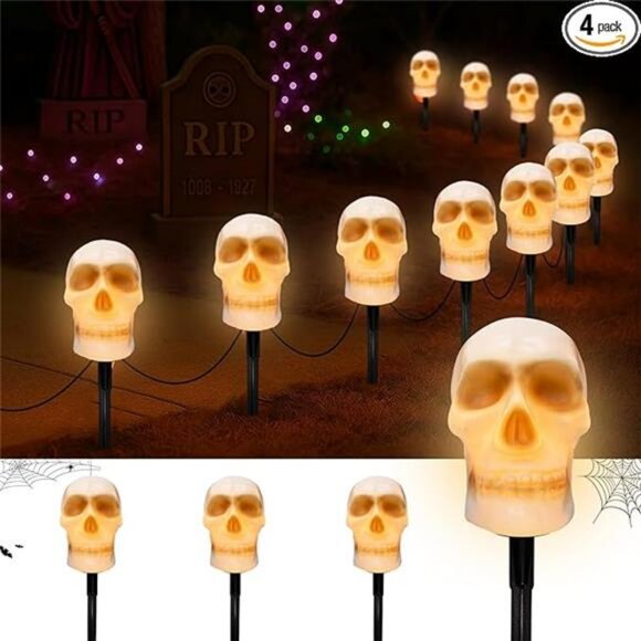 Halloween Pathway Lights Outdoor – Connectable Skull Lights Outdoor with LED C7 - Picture 8 of 8